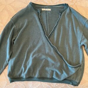 Free People Blue-Green Wrap Sweater